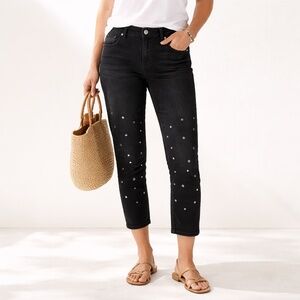 Hudson Jeans Riley Crop Black Studded Star Denim Skinny Size 26